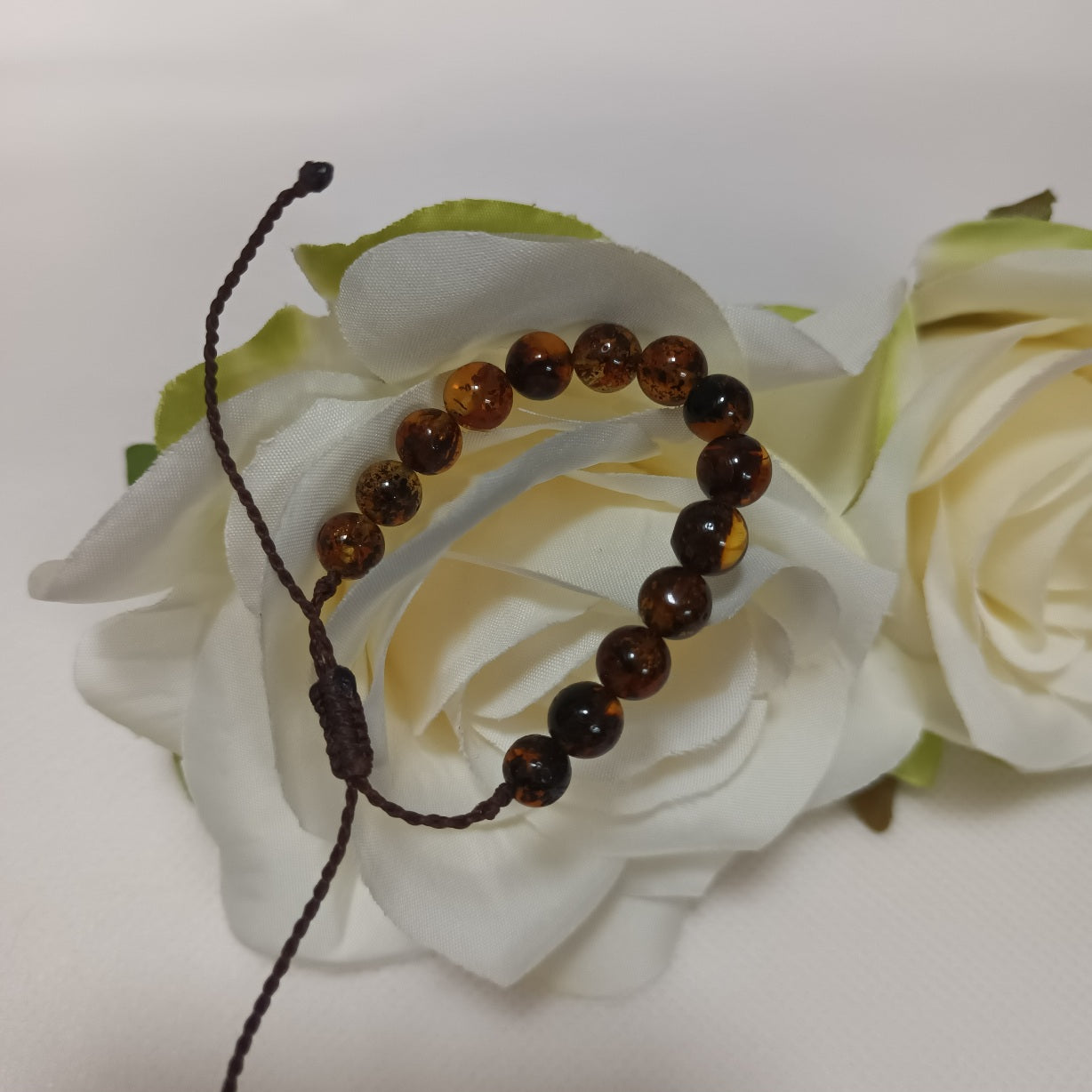 Bracelet ambre naturel 6 mm - ajustable - enfant