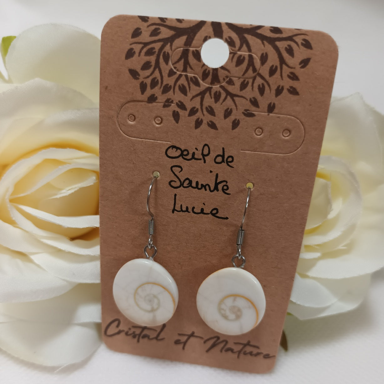 Boucles d’oreilles Œil de Sainte‑Lucie - acier inoxydable - 3,7 × 1,7 cm