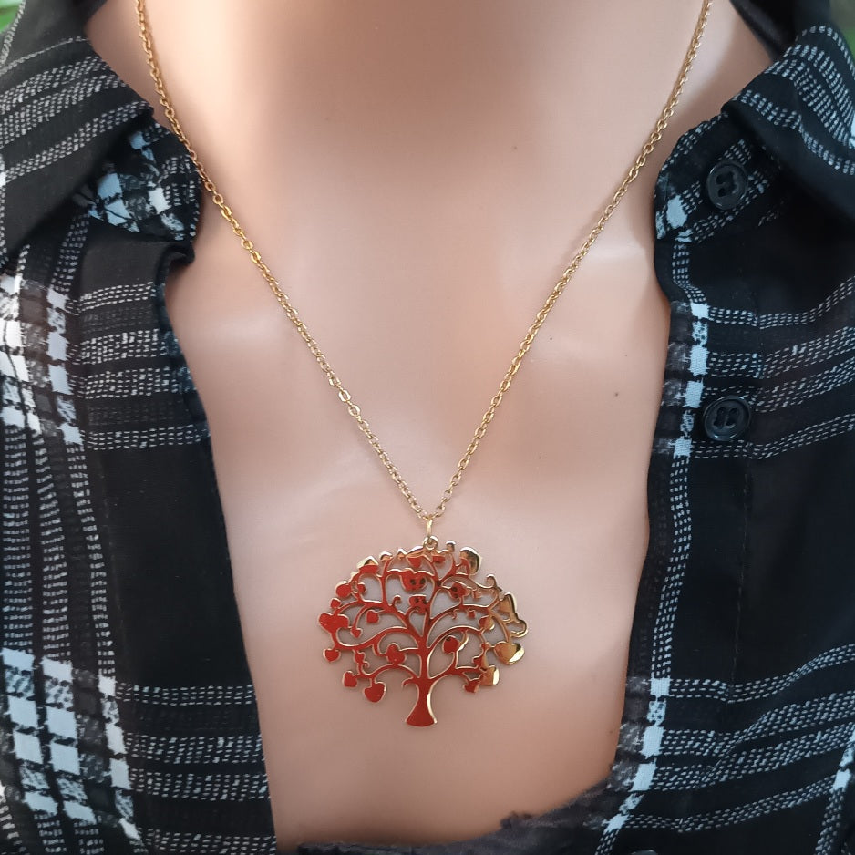 Pendentif Arbre de Vie or - acier inoxydable - 3 × 3,5 cm