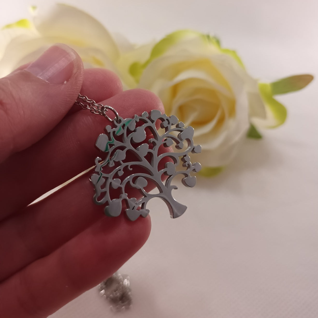 Pendentif Arbre de Vie argent - acier inoxydable - 3 × 3,5 cm