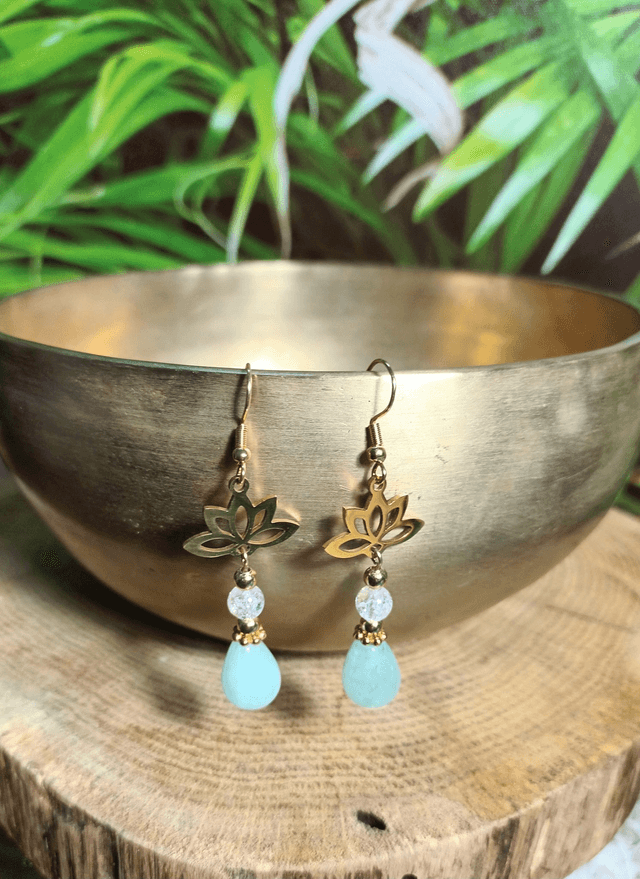 Boucles d'oreilles en amazonite et cristal de roche