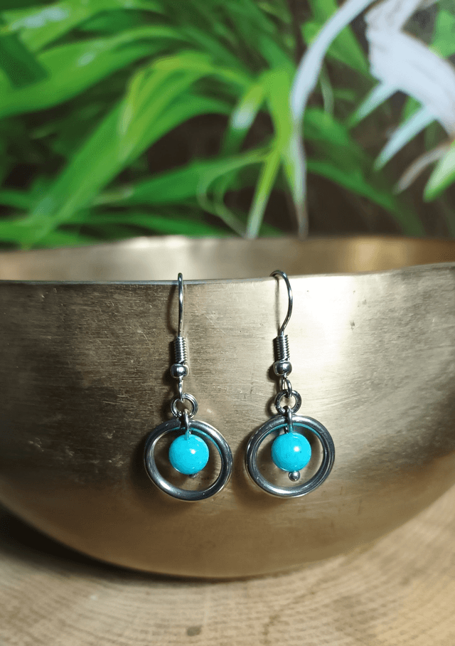 Boucles d'oreilles en amazonite du Pérou