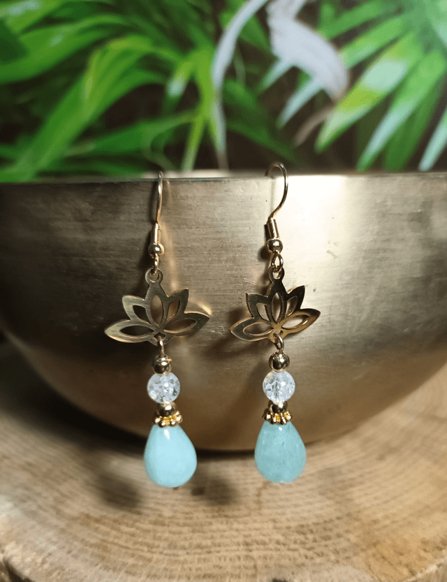 Boucles d'oreilles en amazonite et cristal de roche