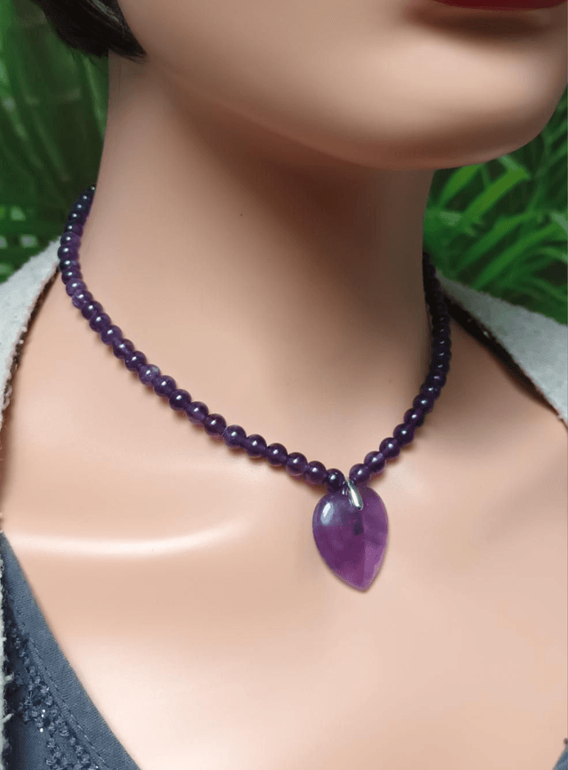 Collier cœur en améthyste