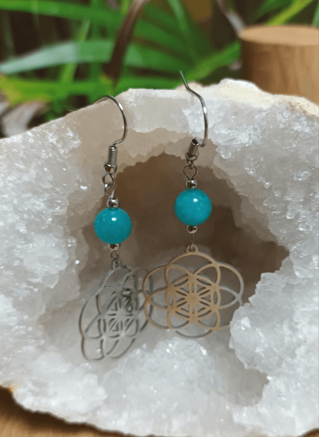 Boucles d'oreilles en amazonite du Pérou