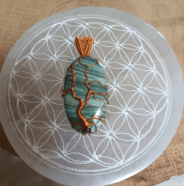 Pendentif Arbre de Vie en jaspe larsonite