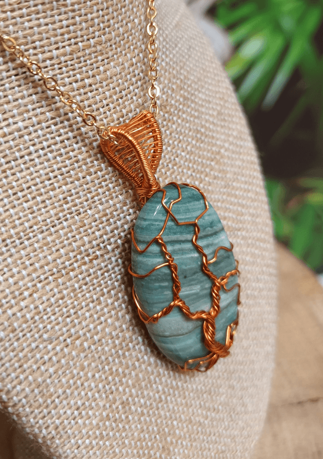 Pendentif Arbre de Vie en jaspe larsonite