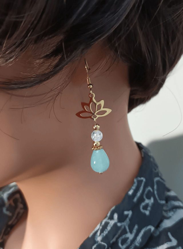 Boucles d'oreilles en amazonite et cristal de roche