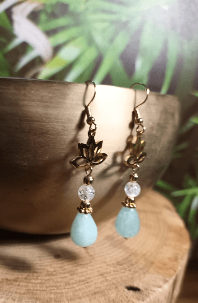 Boucles d'oreilles en amazonite et cristal de roche