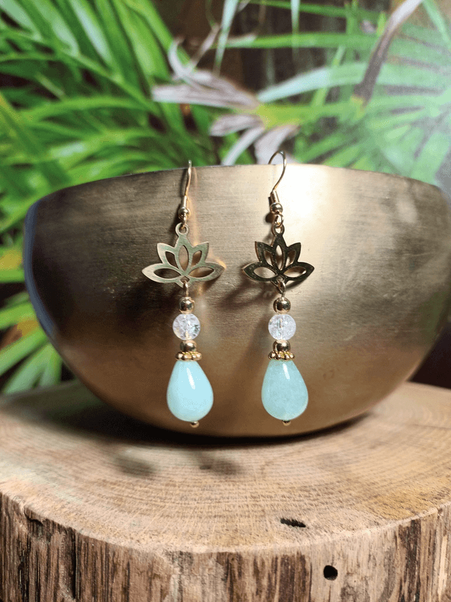 Boucles d'oreilles en amazonite et cristal de roche