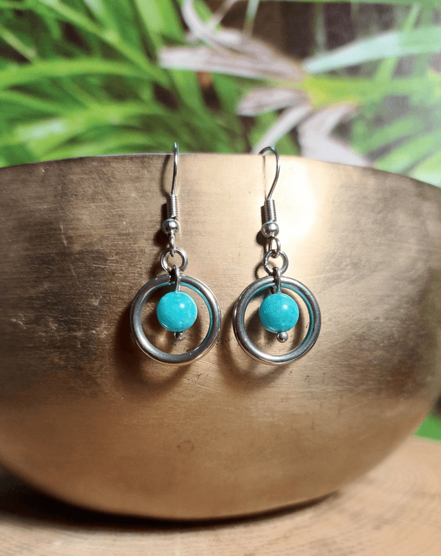Boucles d'oreilles en amazonite du Pérou