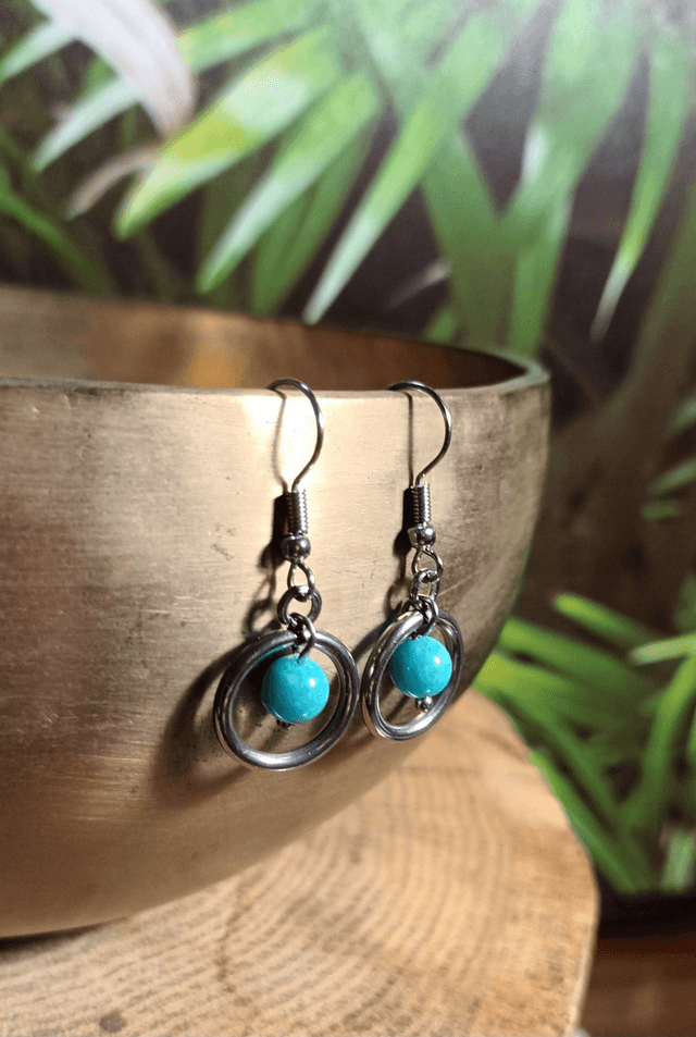 Boucles d'oreilles en amazonite du Pérou