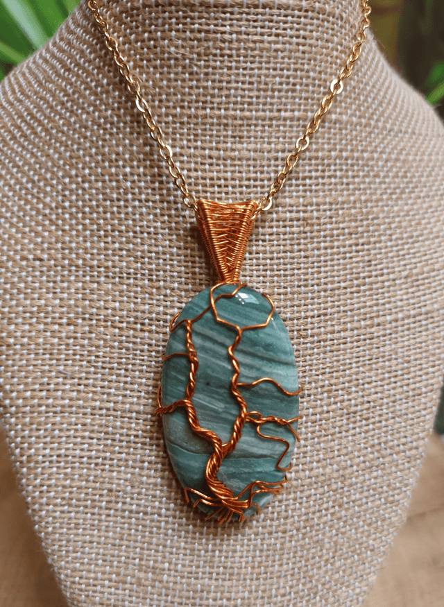 Pendentif Arbre de Vie en jaspe larsonite