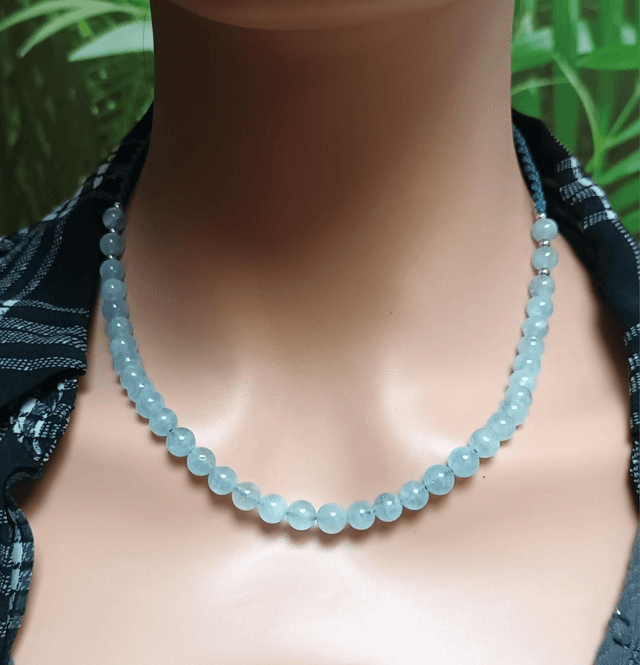 Collier en perles d’aigue-marine