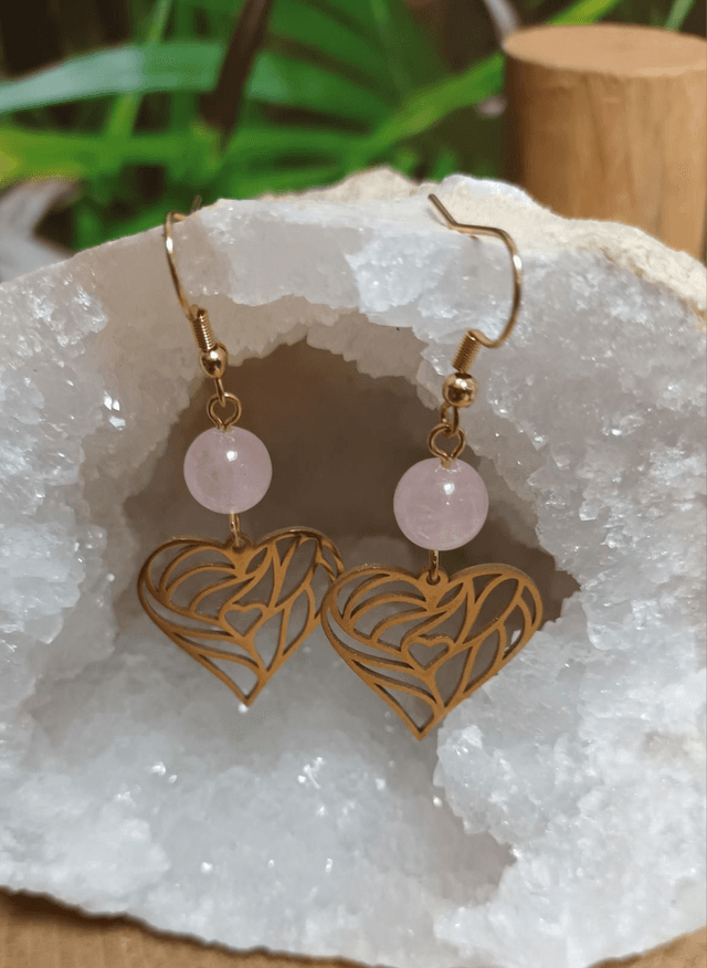 Boucles d&#039;oreilles en quartz rose