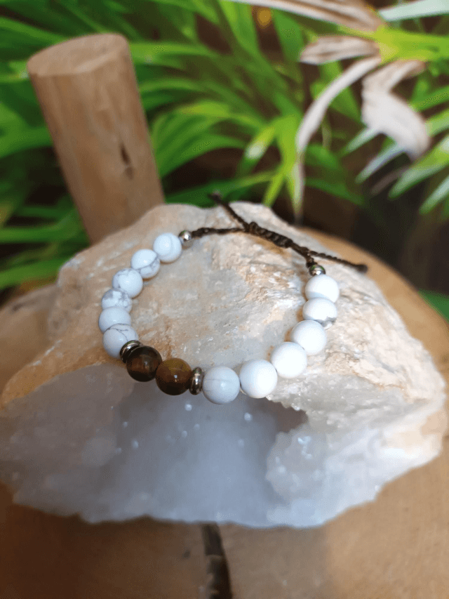 Bracelet en howlite et œil de tigre