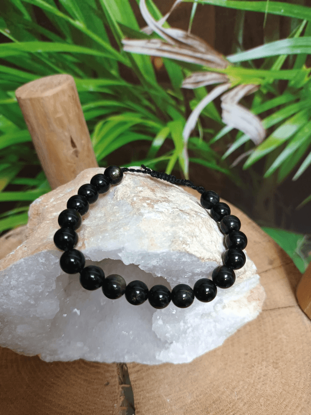 Bracelet en obsidienne dorée