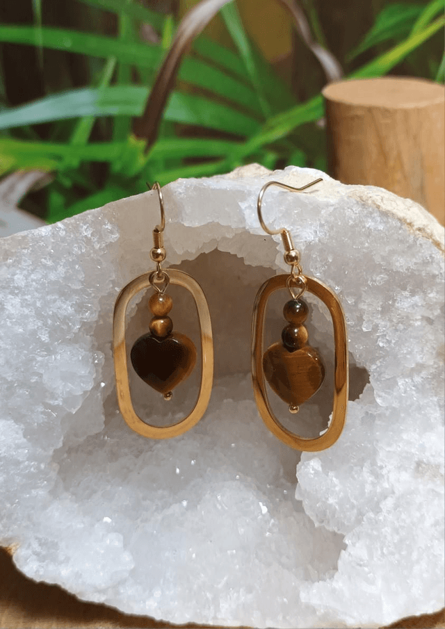 Boucles d&#039;oreilles en oeil de tigre