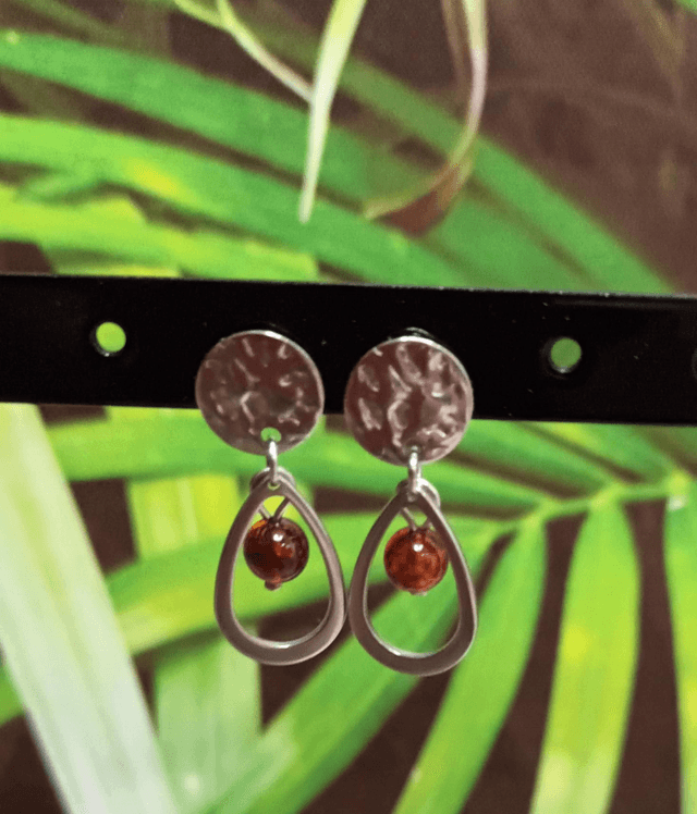 Boucles d&#039;oreilles goutte en ambre