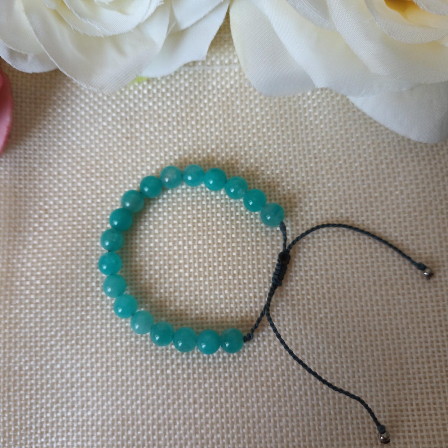 Bracelet amazonite 6 mm - réglable - enfant