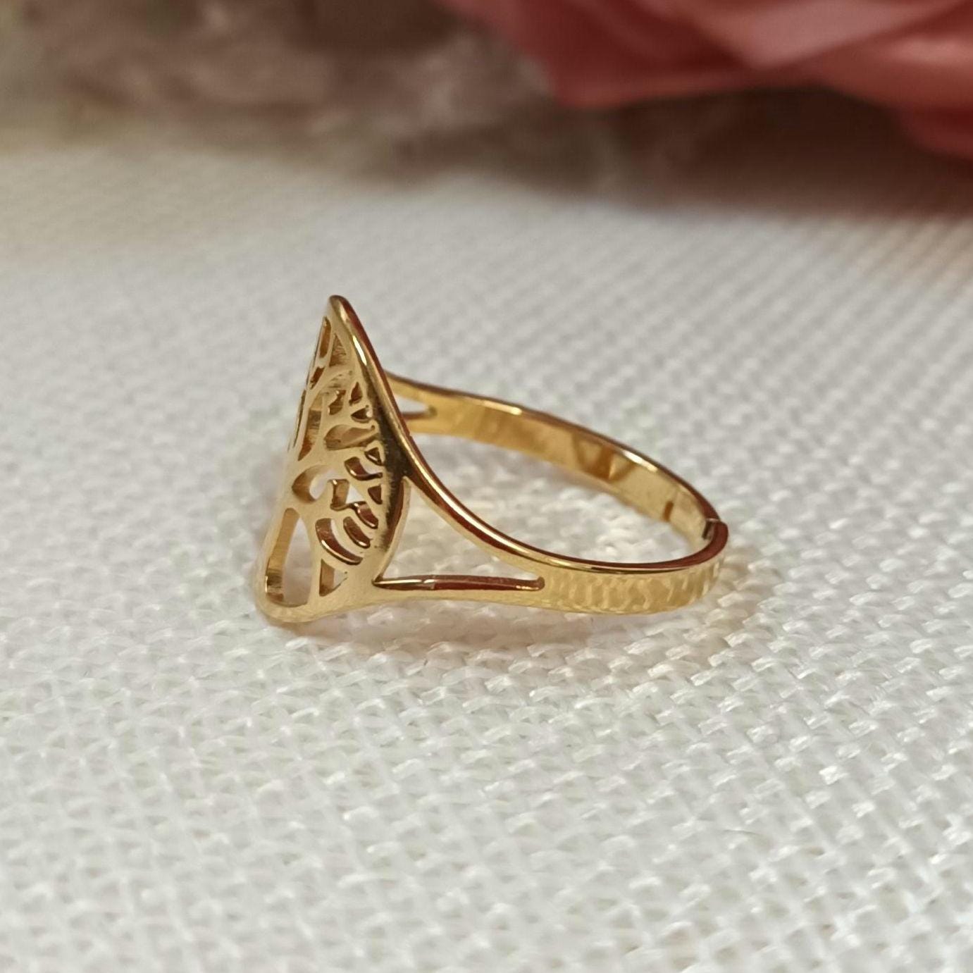 Bague arbre de vie réglable – acier inoxydable doré