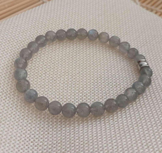 Bracelet labradorite perles 6 mm – élastique