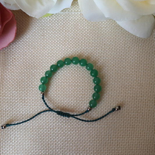 Bracelet enfant aventurine verte – perles 6 mm – macramé réglable