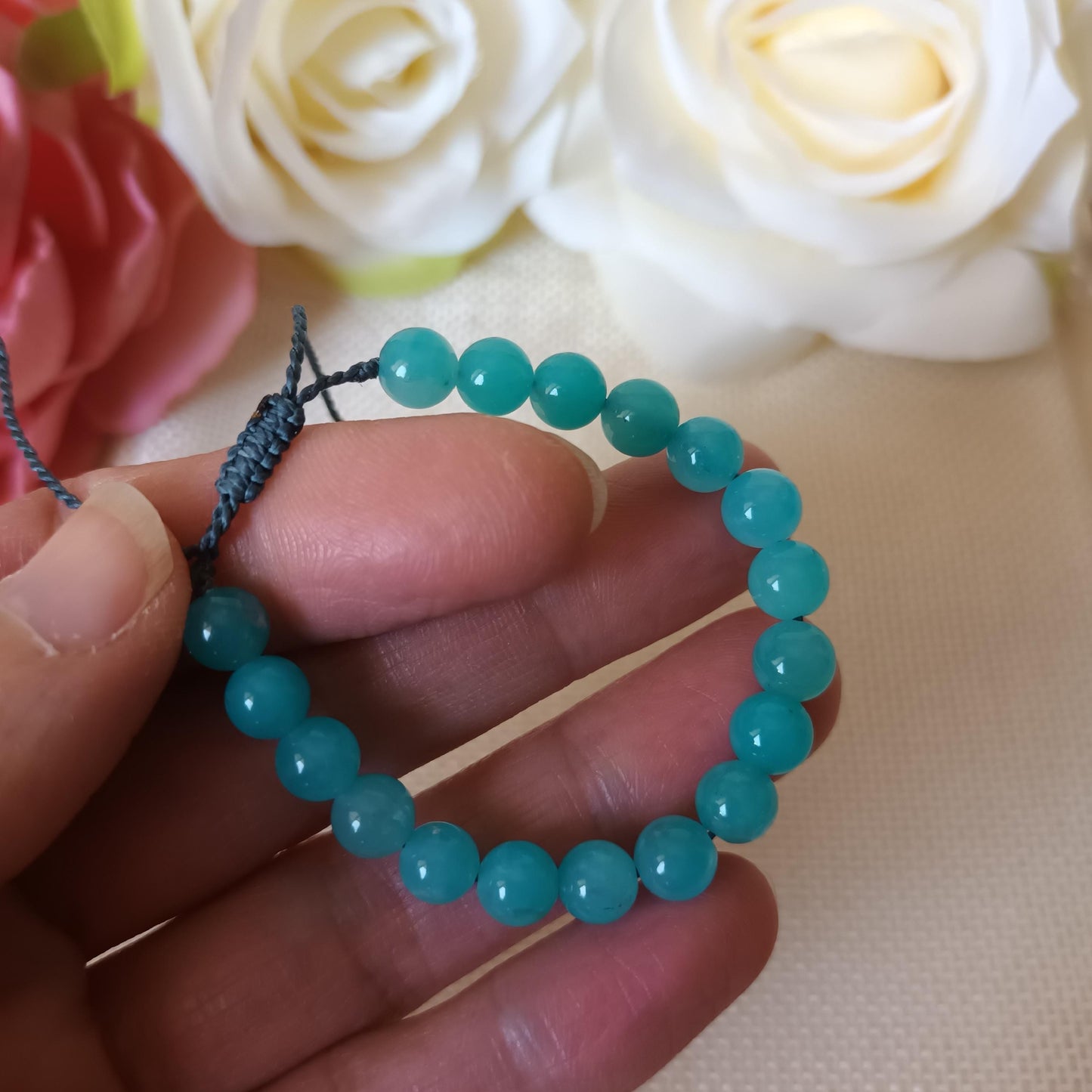 Bracelet amazonite 6 mm - réglable - enfant