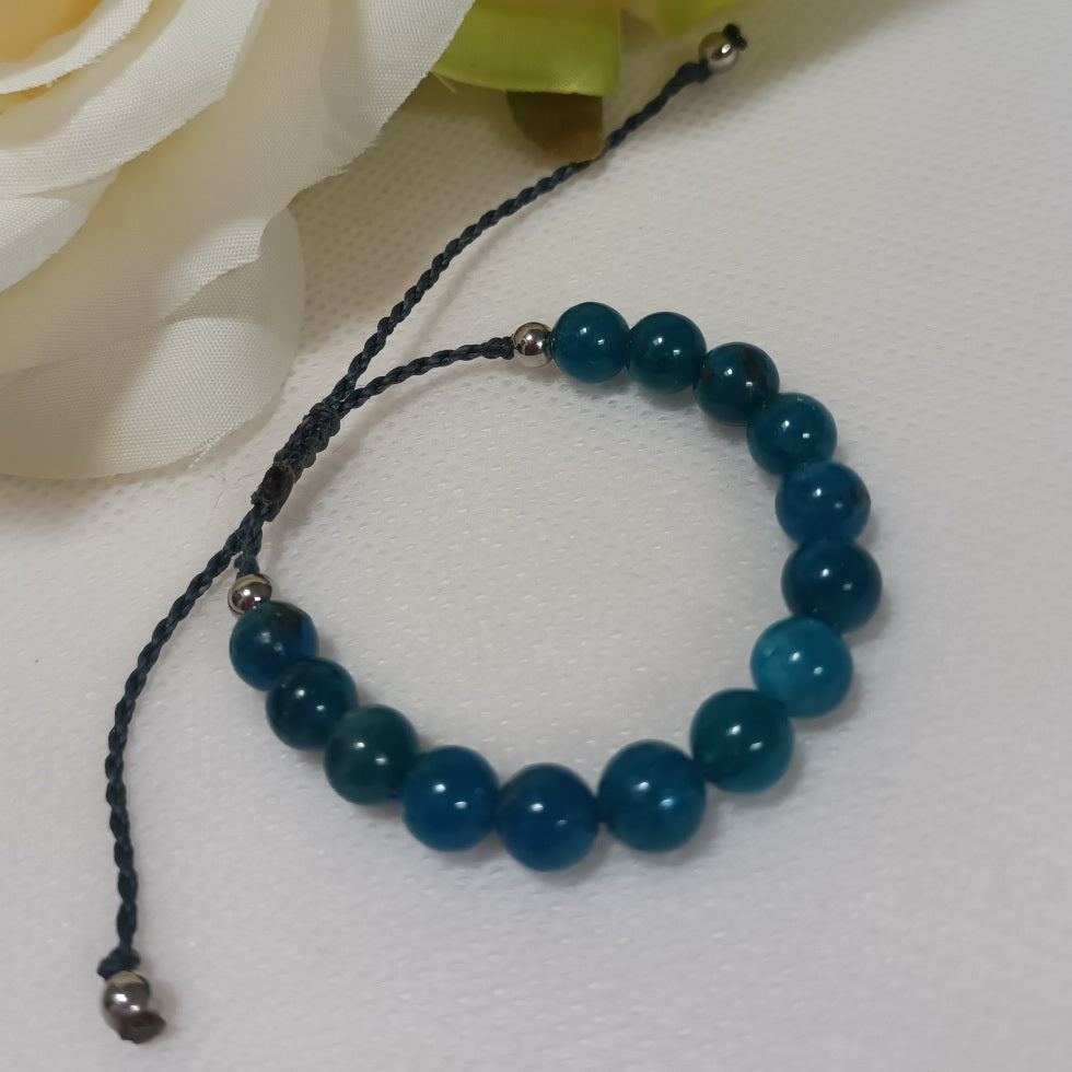 Bracelet apatite bleue 6 mm - réglable - enfant