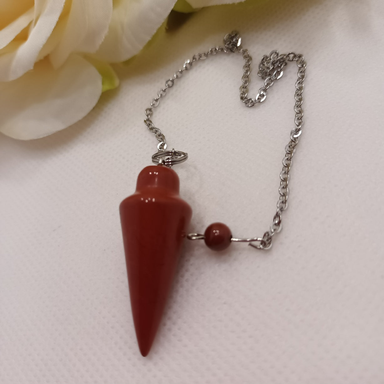 Pendule divinatoire goutte jaspe rouge - radiesthésie - pierre naturelle