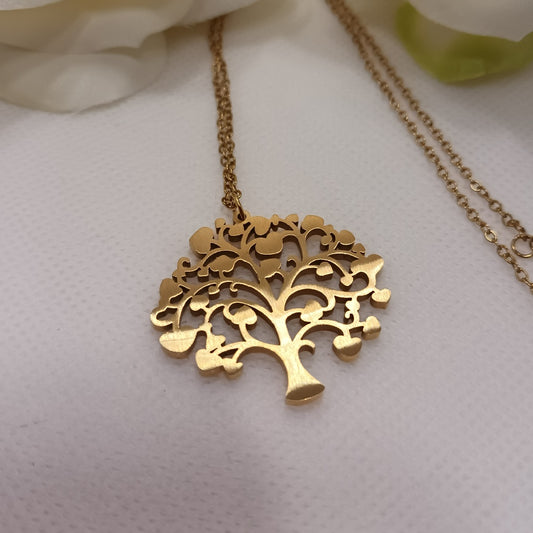 Pendentif Arbre de Vie or - acier inoxydable - 3 × 3,5 cm