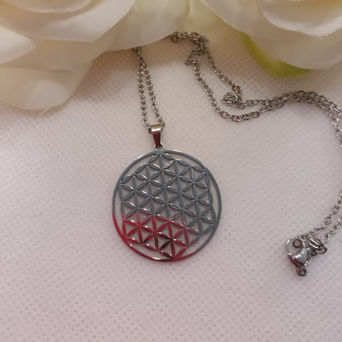 Pendentif Fleur de Vie argent - acier inoxydable - 3 cm