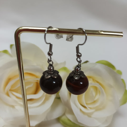 Boucles d’oreilles œil de taureau - acier inoxydable - 4,4 × 1,2 cm
