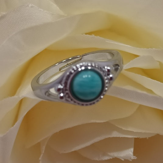 Bague réglable amazonite - laiton rhodié