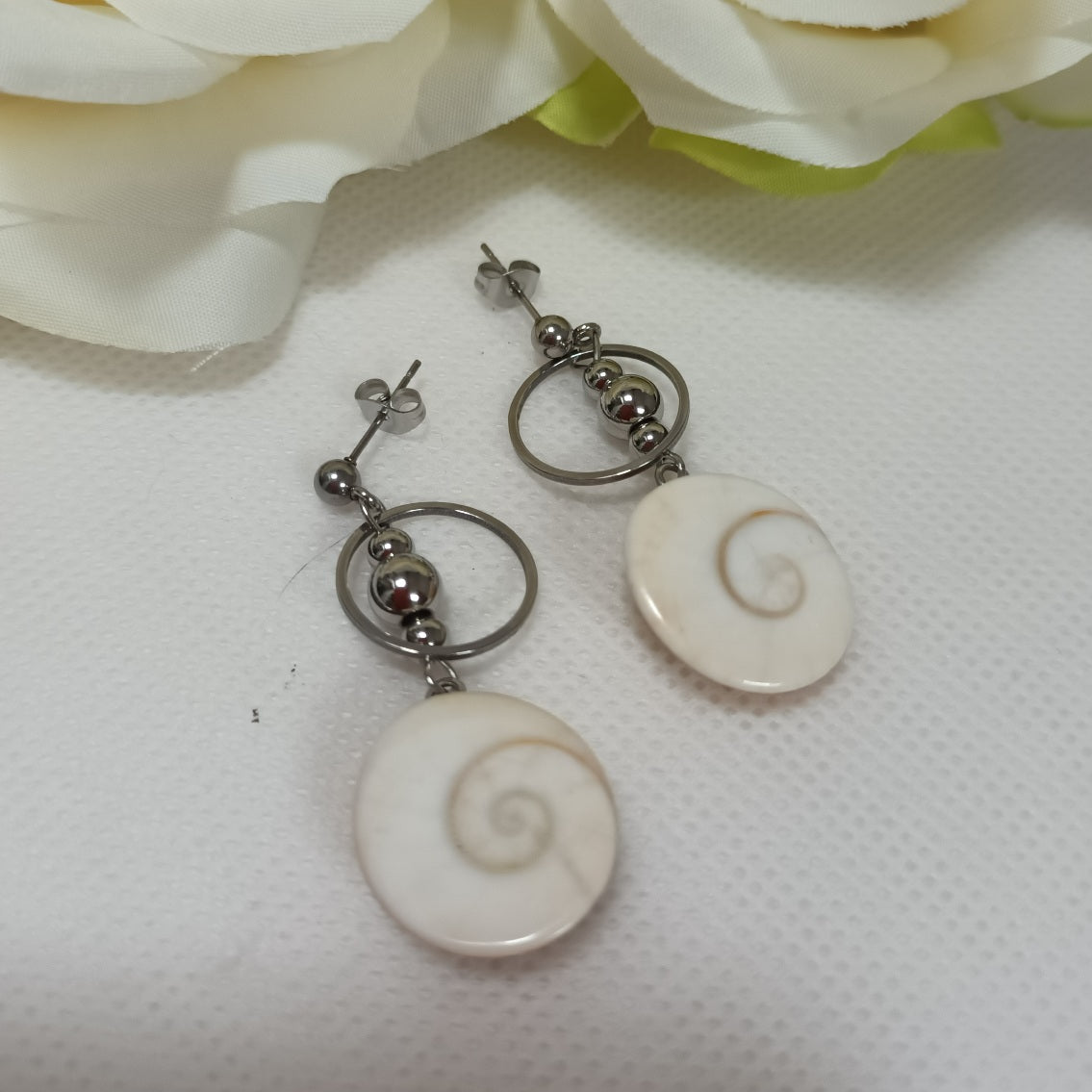 Boucles d’oreilles Œil de Sainte‑Lucie - acier inoxydable - 4,5 × 1,7 cm