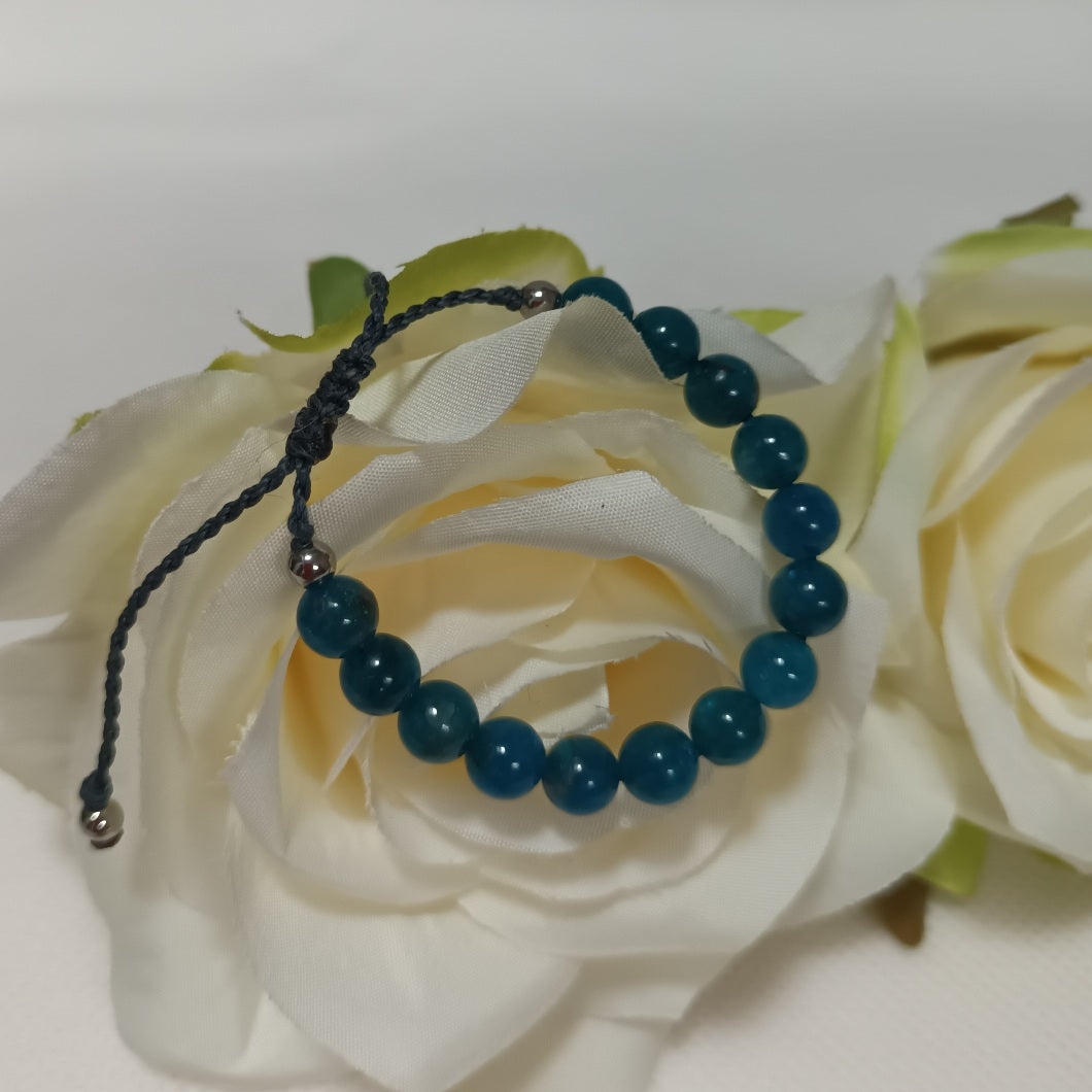 Bracelet apatite bleue 6 mm - réglable - enfant