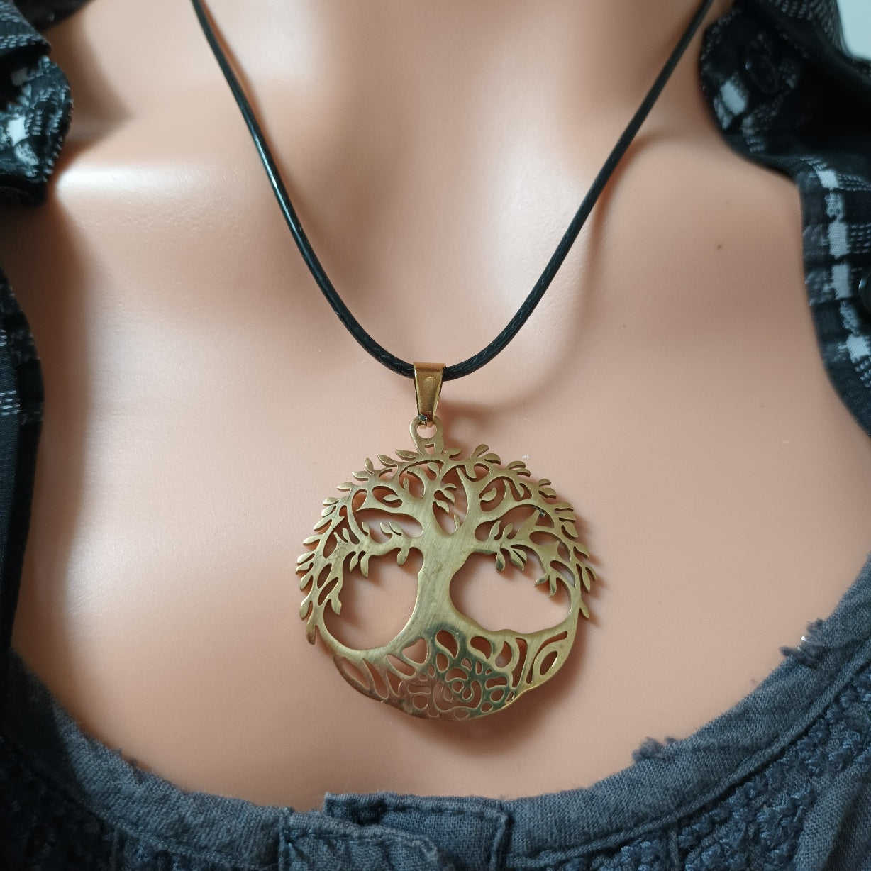 Pendentif Arbre de Vie or - acier inoxydable - 3,5 cm