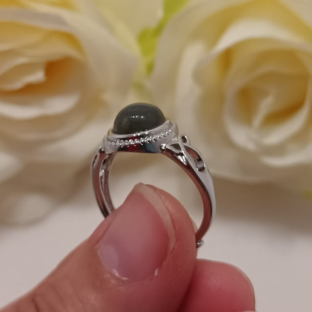 Bague réglable labradorite - laiton rhodié