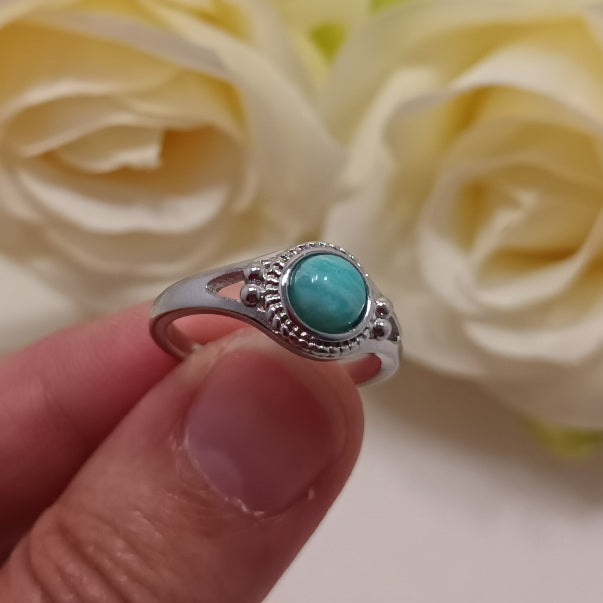 Bague réglable amazonite - laiton rhodié
