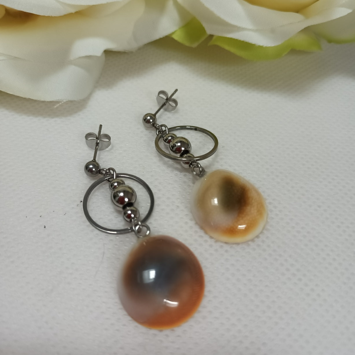 Boucles d’oreilles Œil de Sainte‑Lucie - acier inoxydable - 4,5 × 1,7 cm