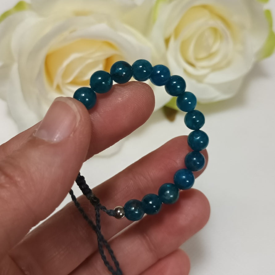 Bracelet apatite bleue 6 mm - réglable - enfant