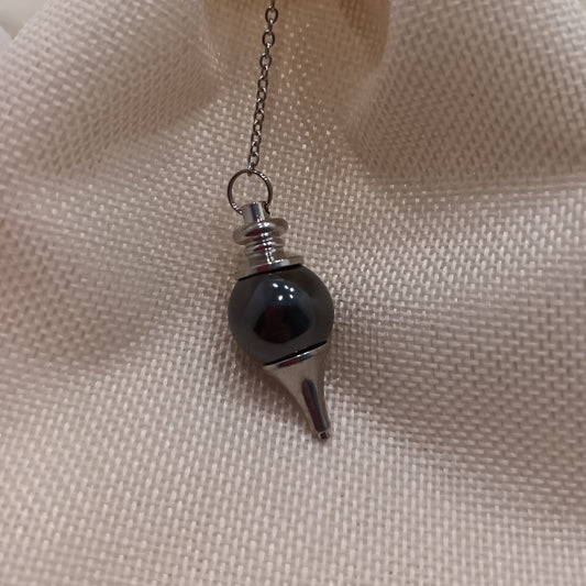 Pendule divinatoire sphère hématite - radiesthésie - pierre naturelle