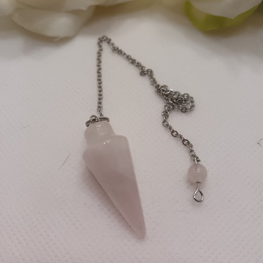Pendule divinatoire goutte quartz rose - radiesthésie - pierre naturelle