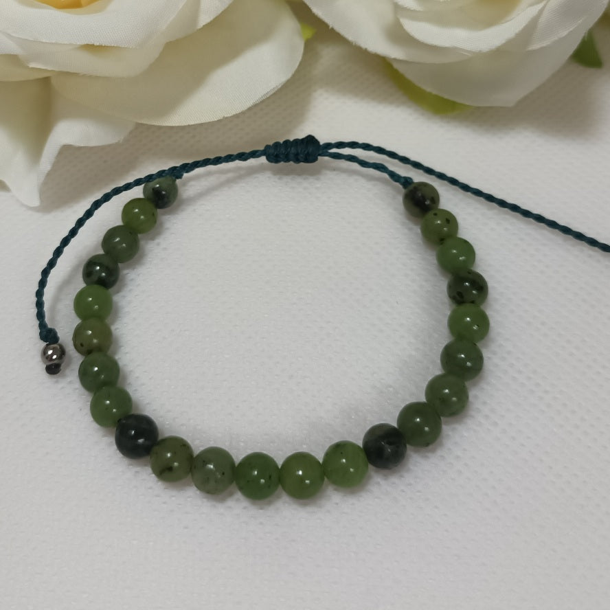 Bracelet jade néphrite 6 mm - ajustable