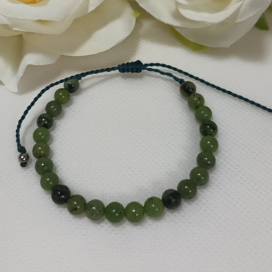 Bracelet jade néphrite 6 mm - réglable