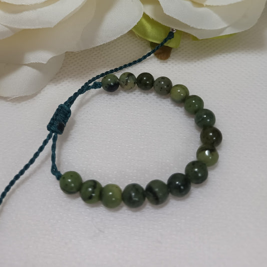 Bracelet jade néphrite 6 mm - réglable- enfant
