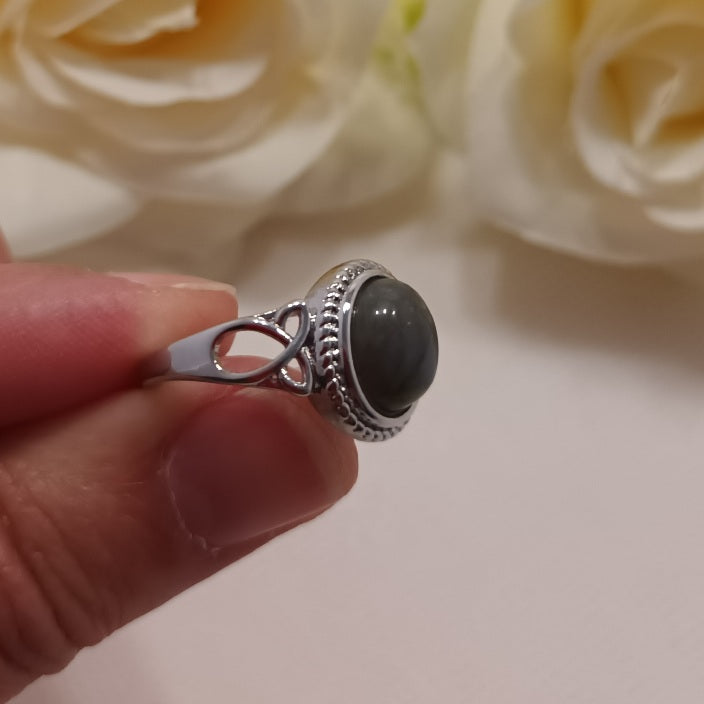 Bague réglable labradorite - laiton rhodié