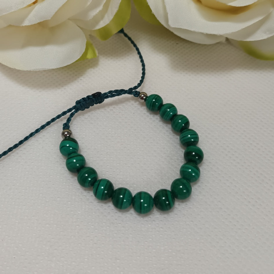 Bracelet malachite 6 mm - réglable - enfant