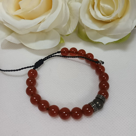 Bracelet cornaline & pyrite 8 mm - réglable