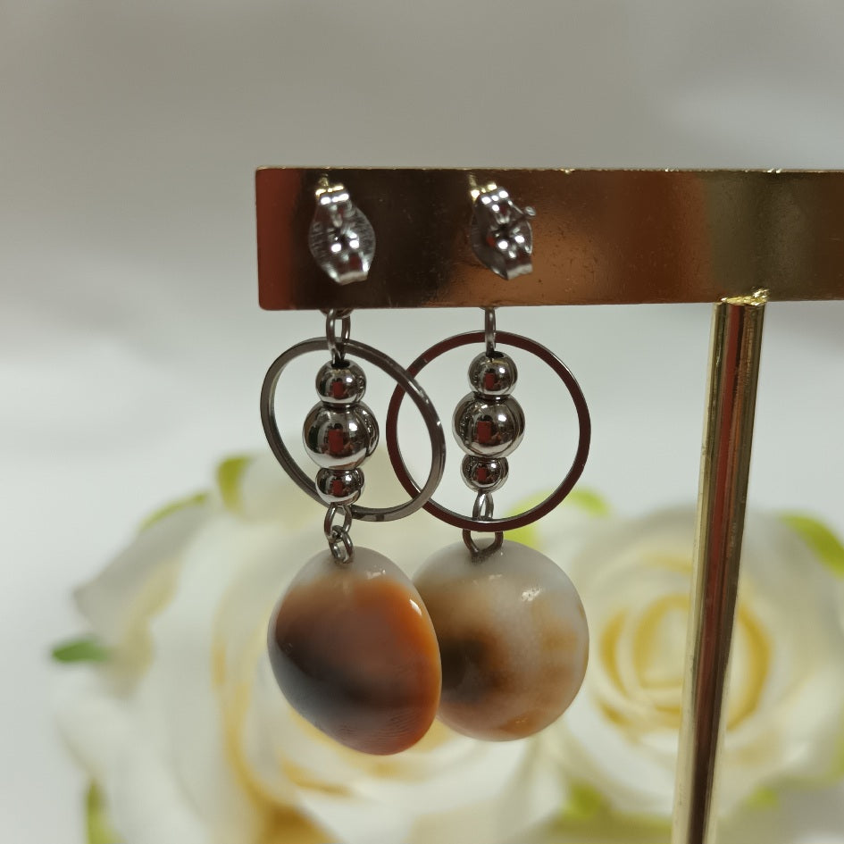 Boucles d’oreilles Œil de Sainte‑Lucie - acier inoxydable - 4,5 × 1,7 cm